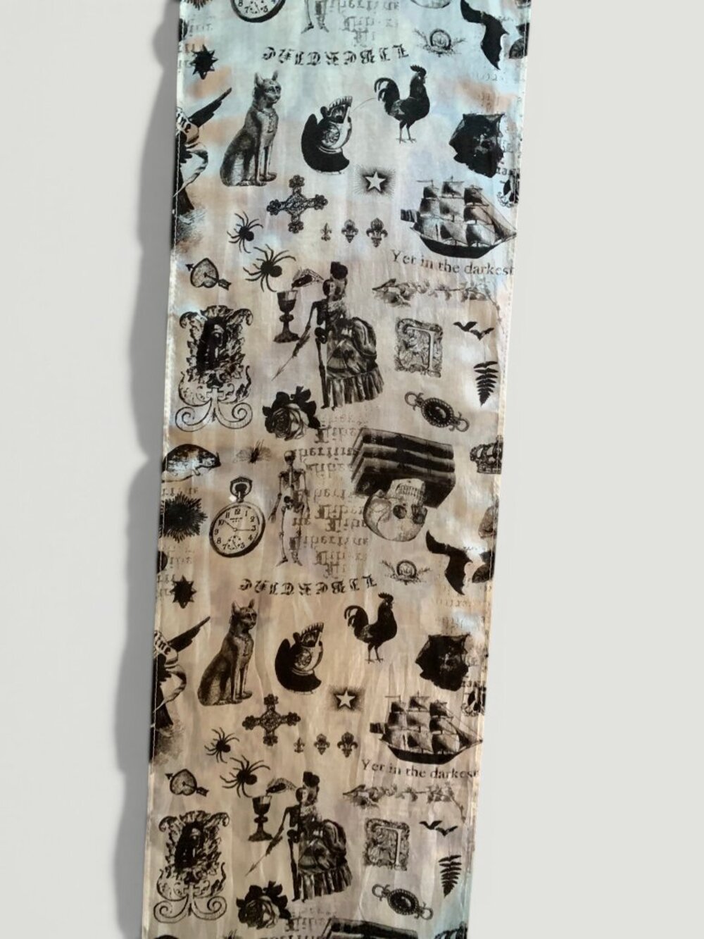 Whimsical scull silk scarf - Picture 7 of 10